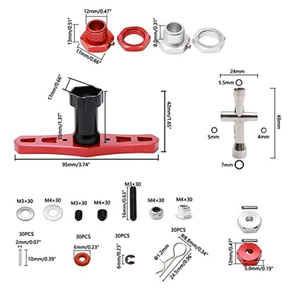 RC Screw Kit M3 M4 Set Screw Nuts Washers R Clips E Clips Hex Hub Adapter Nut Driver Universal Hardware Fasteners Parts for 1/8 1/10 1/12 RC Cars, 344PCS