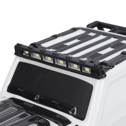 RC Car Body Shell, Polycarbonate Replacement Cover with LED Roof Lights, 27 X 10 X 9 Cm, Pressure Printed Truck Body for 1:16 Scale SCY16103PRO Off Road Racing (White) - color: White