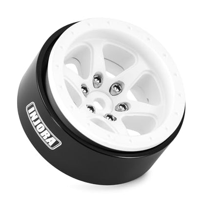 INJORA 1.3 Aluminium Beadlock Wheel Rims - Negative Offset -4.05mm for TRX4M SCX24 Upgrade 1/24 1/18 RC Crawler Car(White) - color: White
