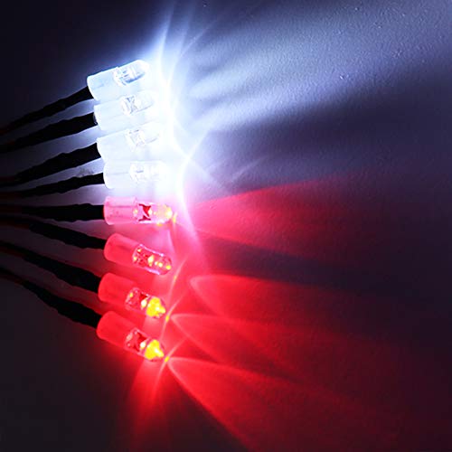 8Leds LED Light Headlights Taillight Kit Accessories Lights Compatible with traxxas HSP RC4WD Tamiya Redcat Axial SCX10 RC Car Crawler Truck Tank,5mm(4 White + 4 Red)