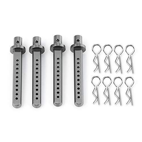 4PCS Aluminum Body Post Mounts for 1/10 SCX10,Body Posts Replacement Part | 3 Color,Heavy-duty Aluminum,CNC-Machined Body Posts Upgrade Part - color: Titanium