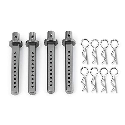 4PCS Aluminum Body Post Mounts for 1/10 SCX10,Body Posts Replacement Part | 3 Color,Heavy-duty Aluminum,CNC-Machined Body Posts Upgrade Part - color: Titanium
