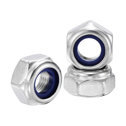 10Pcs Nylon Locking Hex Nuts - [M10-1], 304 Stainless Steel Hardware Nuts, Silver, for Automotive, Aerospace, Industrial Applications Use - color: Silver, size: M10x1mm
