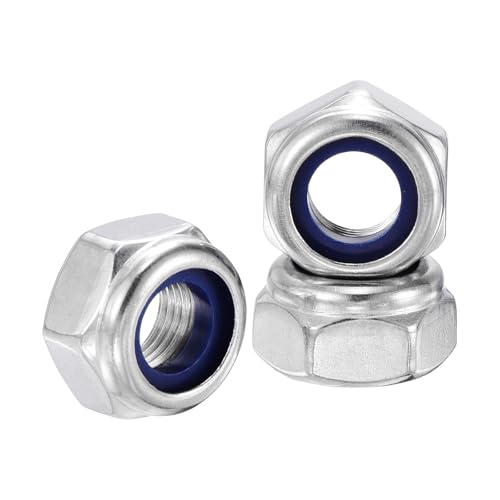 10Pcs Nylon Locking Hex Nuts - [M10-1], 304 Stainless Steel Hardware Nuts, Silver, for Automotive, Aerospace, Industrial Applications Use - color: Silver, size: M10x1mm