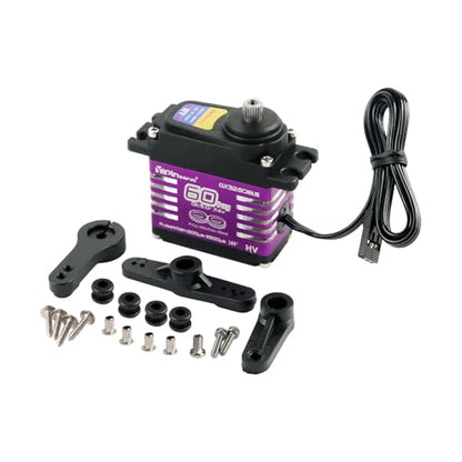 Digital Servo Motor, 60KG High Torque, 5.0-7.4V Brushless, Metal Gear with Servo Arms (180 Degree) - style: 180 Degree