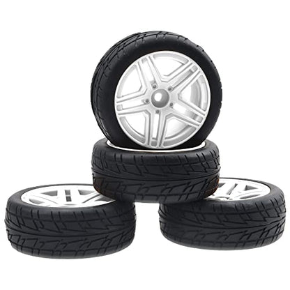 OD2.75'' 12mm Hex Hub Wheel Rims Nylon & Rubber Tires Compatible with HSP Tamiya HPI Kyosho Traxxas WLtoys 1/10 1/12 On-Road Touring Car,Wltoys 144001 Traxxas 1/16 Slash RC Buggy (White) - color: White
