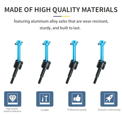 GoolRC 4PSC RC Drive Shaft, Tamiya Upgrades Drive Shaft Metal Universal CVD Drive Shaft Dogbone Joint Replacement for Tamiya TT01 TT02 1/10 Remote Control Car - color: Blue