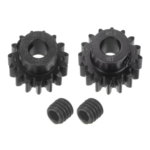 uxcell Mod 1.5 Pinion Gear Set 8mm Shaft 15T 16T Motor Gears Hardened Steel Pinion Gear for RC Car (2pcs) - size: Mod 1.5 x 8mm Shaft x 15T 16T Motor