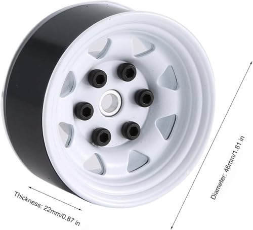 4PCS 1.55 inch Metal Beadlock Wheel Hub RC Car Aluminum Alloy Wheel Rim Compatible with 1/10 RC Crawler Car Model D90 TF2 Tamiya CC01 CC02 LC70 LC80 (White) - color: White