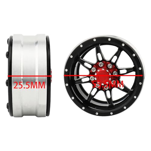1.9 inch Metal Beadlock Wheel Rims Hubs for Axial SCX10 I II III 90046 SCX10 PRO Capra TRX4 RC4WD D90 1/10 RC Rock Car Crawler Upgrade Part (Black) - color: Black