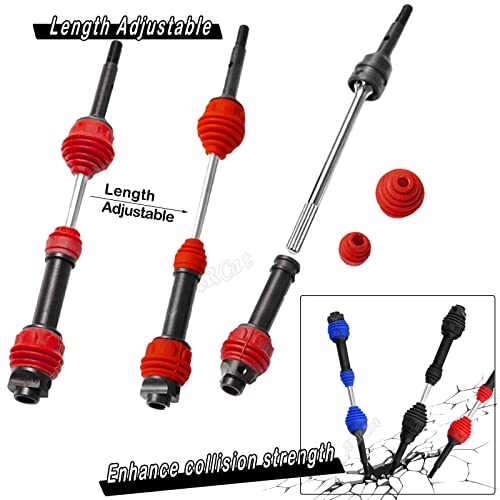 Drive Shaft CVD Axles Upgrades for 1/10 Slash VXL 4x4 Rustler Stampede Hoss VXL 4x4 4WD,4Pcs Front Rear Transmission Driveshaft Parts Hops Up,Red (Upgrades in 2023) - color: Red - 4pcs -Front Rear