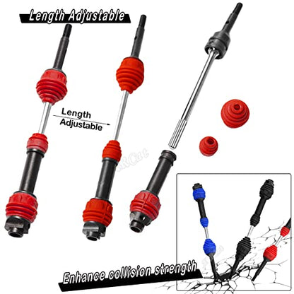 Drive Shaft CVD Axles Upgrades for 1/10 Slash VXL 4x4 Rustler Stampede Hoss VXL 4x4 4WD,4Pcs Front Rear Transmission Driveshaft Parts Hops Up,Red (Upgrades in 2023) - color: Red - 4pcs -Front Rear