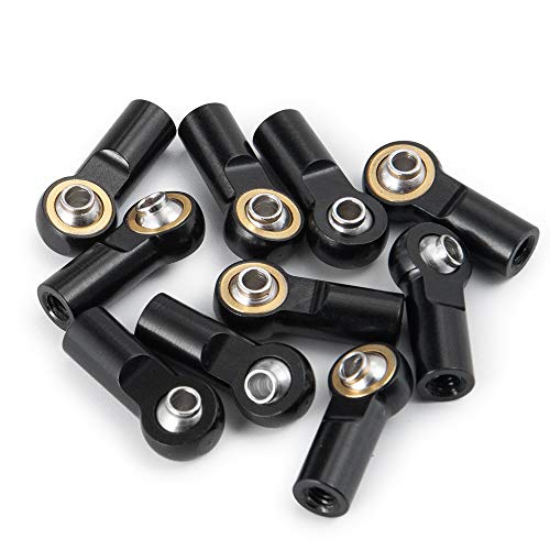 QUE-T 10pcs Metal Link Rod End M4 Ball Joint Head for RC Crawler Car (Black) - color: Black