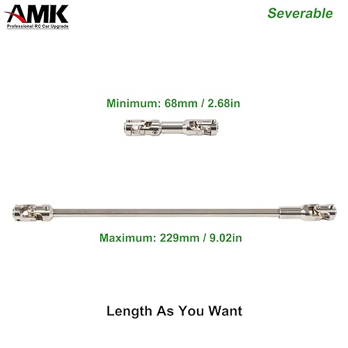 AMK 68-229mm Severable Ruled SCX10 Driveshaft Stainless Steel TRX4 Drive Shaft for 1/10 RC Crawler Sportys Scalers GSPEED Axial Capra UTB10 Pro Upgrades DIY LCG Rig (2Pcs Silver) - color: 2pcs Silver