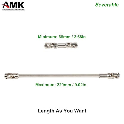 AMK 68-229mm Severable Ruled SCX10 Driveshaft Stainless Steel TRX4 Drive Shaft for 1/10 RC Crawler Sportys Scalers GSPEED Axial Capra UTB10 Pro Upgrades DIY LCG Rig (1Pcs Silver) - color: 1pcs Silver
