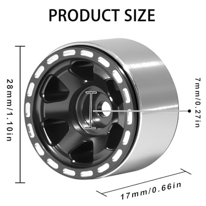 1.0 Beadlock Wheel Rim Set Aluminum Alloy RC Upgrade Part For Traxxas 1/18 TRX4M 1/24 Axial SCX24 FMS FCX24 Gladiator Bronco C10 JLU Deadbolt B17 RC Crawlers Upgrade Off-road(4Pcs/set) - color: Black