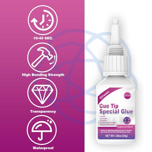 30ml Pool Cue Tip Glue - Quick-Drying Billiard Cue Tip Repair Tool | Strong Bonding Glue for Pool Cue Accessories - No Tip Clamp Needed - size: Pool Cue Tip Glue