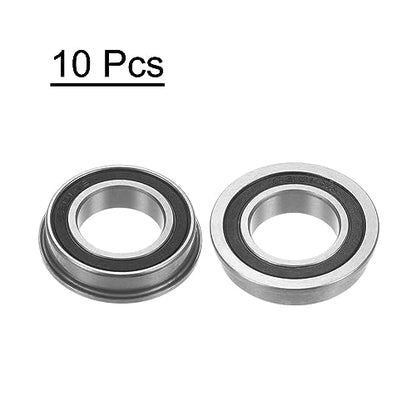 uxcell F6801-2RS Flanged Ball Bearing 12x21x5mm Double Sealed Chrome Steel Flange Bearings, 10pcs - size: F6801-2RS