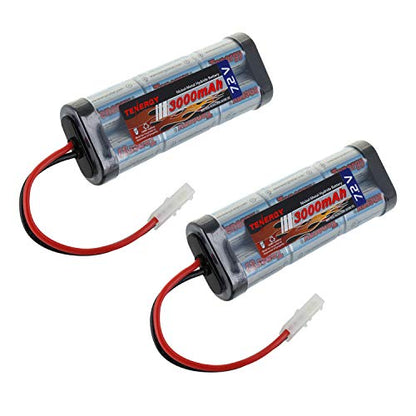 Tenergy 7.2V Battery Pack High Capacity 6-Cell 3000mAh NiMH Flat Battery Pack, Replacement Hobby Battery for RC Car, RC Truck, RC Tank, RC Boat with Standard Tamiya Connector, 2-Pack - size: Battery x 2