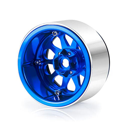 Benedict Harry 2.2" Aluminum Beadlock Wheel Rims for 1/10 RC Axial SCX10 Wraith 90048 90018 RR10 TRX4 Crawler car(Blue) - color: Blue