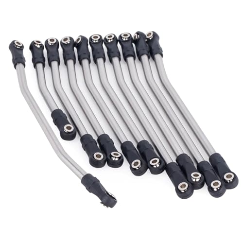 10Pcs Stainless Steel Links Rod Set with Ball End 313/324mm Wheelbase for 1/10 RC Crawler Car Axial SCX10 II 90046 Upgrade Parts (324mm)
