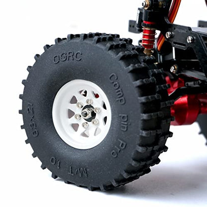 OGRC 1.0 RC Wheel Rims with Brass Rings Deep Dish Wheel Rims 1.0 Beadlock Wheels for 1/18 TRX4M 1/24 SCX24 C10 JLU Deadbolt Gladiator Bronco Crawler Car (White) - color: White