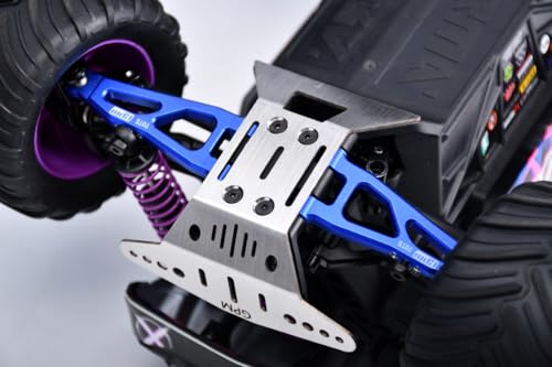 GPM Stainless Steel Front/Rear Chassis Skid Plates 1mm for ARRMA 1/16 Quake Grom Gorgon Grom RC Crawler, Undercarriage Armor Upgrade Parts