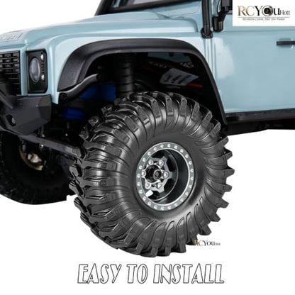 RC 1.0 Beadlock Wheels Tires Set for 1/24 SCX24 FCX24 1/18 Trx4m RC Crawler Car,Aluminum Wheel Rims/Soft Rubber Tires Wheel Tire,(4PCS) 1.0 Beadlock Wheels,Titanium - color: Titanium- (Wheel Tires)