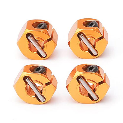 5mm & 7mm Thickness Aluminum 12mm Hex Wheel Hub Adapters with Screws Pins for 1/10 RC Cars Buggy Truck Crawler HSP Traxxas Redcat Arrma Tamiya etc, Gold