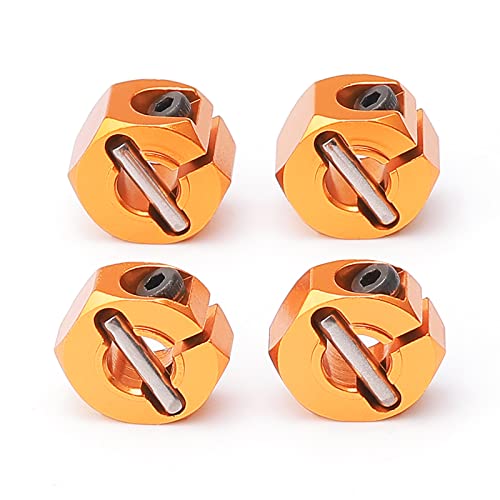 5mm & 7mm Thickness Aluminum 12mm Hex Wheel Hub Adapters with Screws Pins for 1/10 RC Cars Buggy Truck Crawler HSP Traxxas Redcat Arrma Tamiya etc, Gold