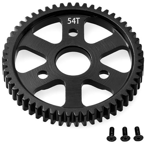 32P Spur Gear, 54T 0.8 Metric Pitch, Compatible with 32P, Hardened Steel 54 Tooth 0.8M Spur Main Gear for 1/10 TRAXXAS Ford Rustler Slash Stampede 4X4 Summit T-Maxx E-REVO Jato Arrma, Replace #3956 - size: M0.8-Spur Gear-54T