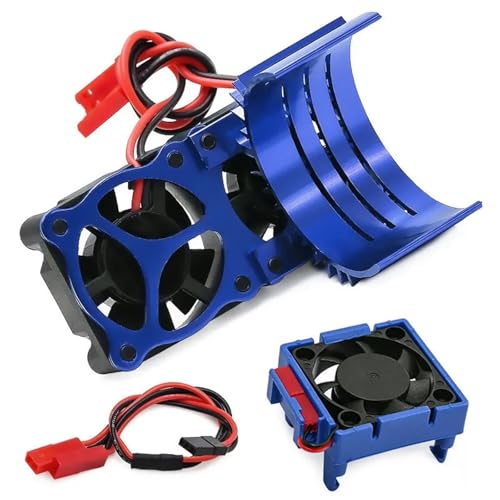 Rc Replacement Parts For Traxxas For VXL For Slash For Rustler For Bandit For Stampede 2WD 4X4 3S Motor ESC Cooler Cooling Fan Heat Sink Set Rc Parts(Blue) - color: Blue