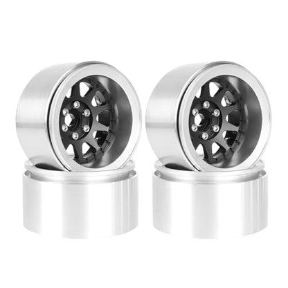 Aluminum 2.2" Beadlock Wheel Offset -10mm Metal Rims for SCX10 RR10 TRX4 VS4-10 Gen8 1/10 RC Crawler Car Upgrade Parts (10-Spoke, Black) - color: 10-Spoke, Black