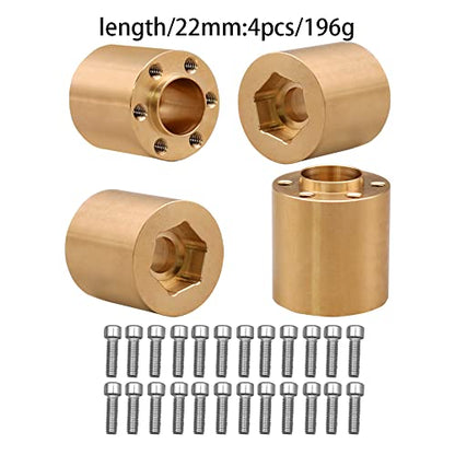 Brass Weights 6mm 9mm 12mm 15mm 22mm Wheel Hex Hub Widen Adapter for 1/10 RC Crawler 1.9 2.2 Wheels Rims SCX10 TRX4 (22mm) - size: 22mm
