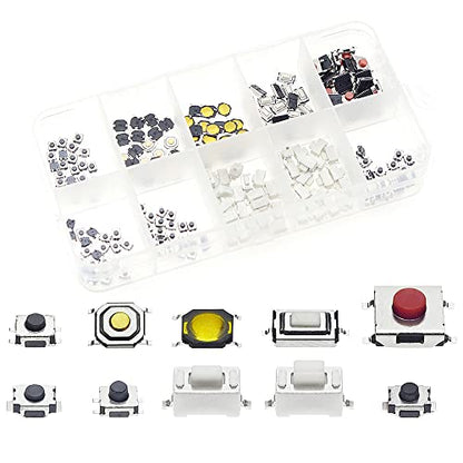 QTETAK 200 Pcs 10 Value Micro Momentary Tactile Push Button Switch Tact Assortment Kit | 10 Value, Includes 200 Pack - style: 200 Pcs 10 Value