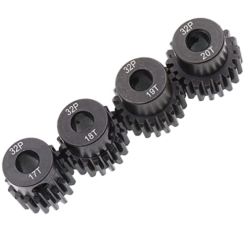 4PCS Metal Steel 32P 5mm Pinion Gear Set 17T 18T 19T 20T with Hex Key for RC Cars(Compatible with 0.8 Metric Pitch)