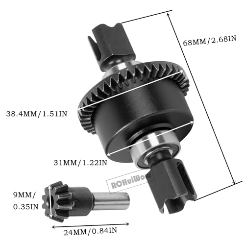 RC Gearbox Case Upgrades for 1/7 6S Mojave,Limitless,1/8 Kraton,Senton,Outcast,Notorious,Typhon 6S BLX,7075 Alloy Aluminum Diff Housing Gearbox Case,Black