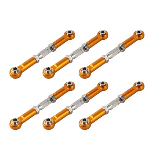 Tbest RC Pull Rod, 6Pcs Adjustable Servo Links Tie Rod Aluminum Alloy Turnbuckle Rod Linkage Set for RC Hobby Car Model(Gold)
