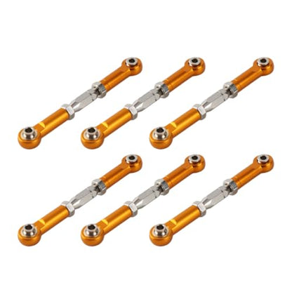 Tbest RC Pull Rod, 6Pcs Adjustable Servo Links Tie Rod Aluminum Alloy Turnbuckle Rod Linkage Set for RC Hobby Car Model(Gold)