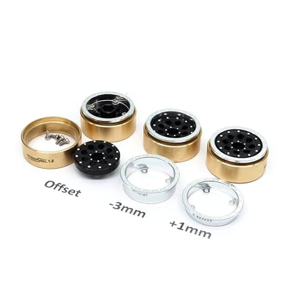 43g/rim 1.3 Beadlock Wheels Brass Weight 4-Pack For TRX4M SCX24 | adjustable offset silver & black wheel with 7mm hex hub, For 1/18 TRX4M & 1/24 micro RC crawlers Trucks Upgrades - color: Silver & Black