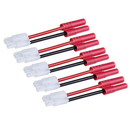 5pcs Tamiya Male to HXT 4.0mm Banana Female Connector Adapter Cable for Redcat Racing Hexfly NiMH Battery Charger - style: Tamiya Male to HXT