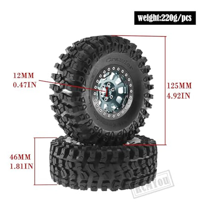 Rc 2.2 Inch Wheel Rims & Tires Wheels for 1/10 SCX10 SCX10 II 90046 SCX10 III AXI03007 TRX4 TRX6 D90 VS4-10 Gen8 MST CFX,RC Crawler Car 4pcs Aluminum RC 2.2 Beadlock Wheel,Titanium - color: Titanium - Scx10