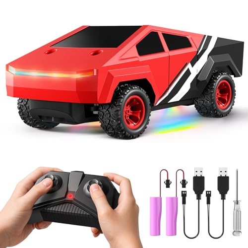 HOMETALL Remote Control Car RC Trucks - 2WD RC Truck Toy RC Cars for All Terrain, 1/24 Scale Pick-up Hobby Monster Truck Toys 2.4GHz Off-Road Vehicles Kids Gifts for Boys/Girls Age 3+, Red - color: Red