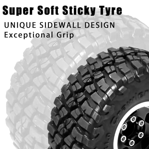 1.0 Beadlock Wheel Soft Tire Set RC Upgrade Part for Traxxas 1/18 TRX4M 1/24 RC Crawlers car Axial SCX24 FMS FCX24 Gladiator Bronco C10 JLU Deadbolt B17 Upgrade.(4Pcs/Set) - color: Black
