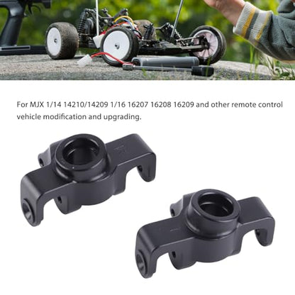 1 Pair RC Front Steering Cup, Aluminum Alloy RC Steering Knuckles for MJX 1/14 14210 1/16 16208, Upgraded Remote Control Car Parts(Black) - color: Black