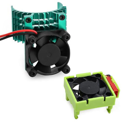 Aluminum Heatsink Plastic RC Motor ESC Cooling Fan Set 6-8.4V High RPM for TRAXXAS VXL-3S Slash/Rally/Bandit/Stampede 2WD 4WD RC Car (Green) - color: Green