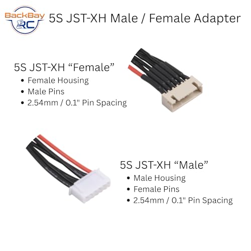 BackBayRC - 5S JST-XH Balance Extensions - 60cm 20awg (100 Strand) Wire - Flexible Silicone Insulation - 2.54mm / 0.1" Pin Spacing - style: 5S_60CM_JST-XH