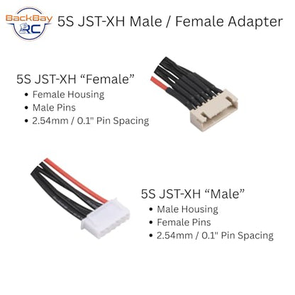 BackBayRC - 5S JST-XH Balance Extensions - 60cm 20awg (100 Strand) Wire - Flexible Silicone Insulation - 2.54mm / 0.1" Pin Spacing - style: 5S_60CM_JST-XH