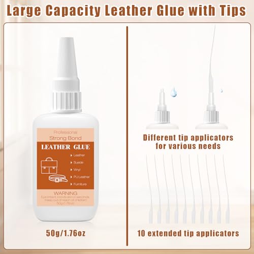 50g Leather Glue Adhesive, Permanent Washable Clear Special Fabric Glue Strong Bonding Clear Super Glue for Leather, Shoes, Wallets, Furniture - style: 50g Leather Glue