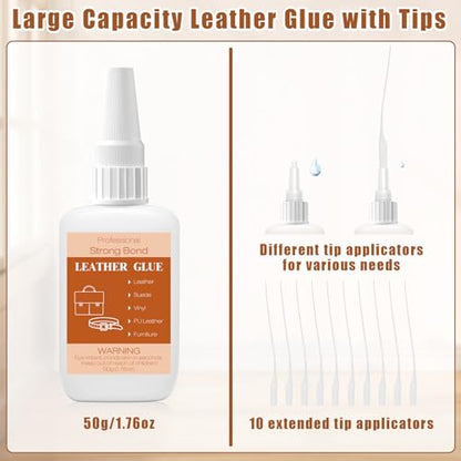 50g Leather Glue Adhesive, Permanent Washable Clear Special Fabric Glue Strong Bonding Clear Super Glue for Leather, Shoes, Wallets, Furniture - style: 50g Leather Glue